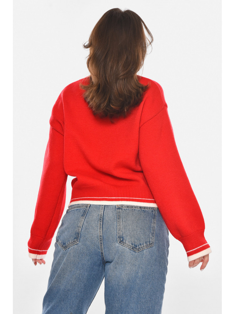 Свитер женский вязаный красного цвета 213673C