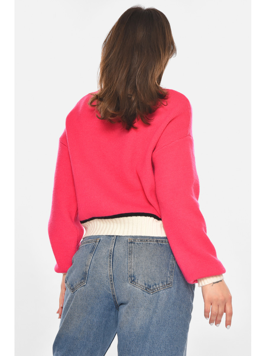Свитер женский вязаный розового цвета 213674C