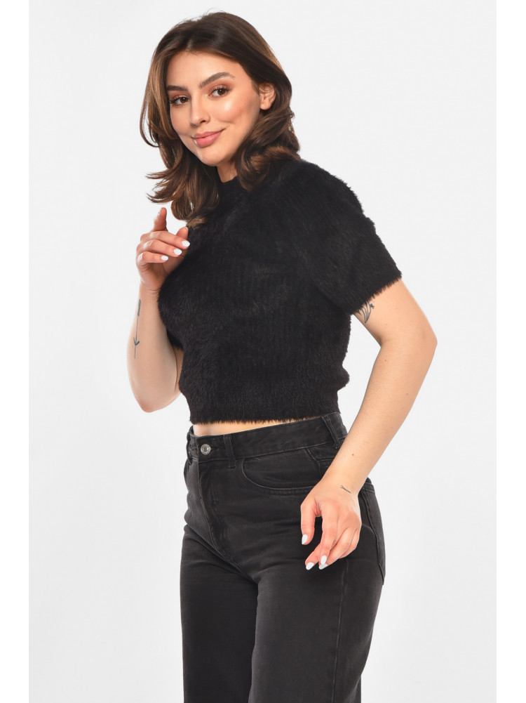 Кофта женская травка однотонная черного цвета 213678C