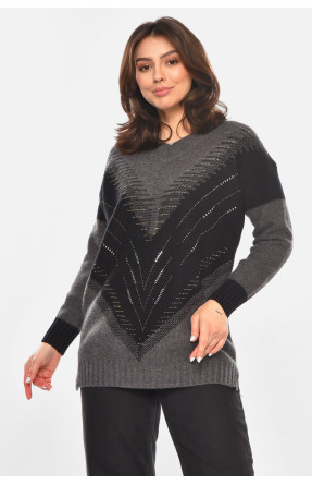 Свитер женский серого цвета с принтом 213731C