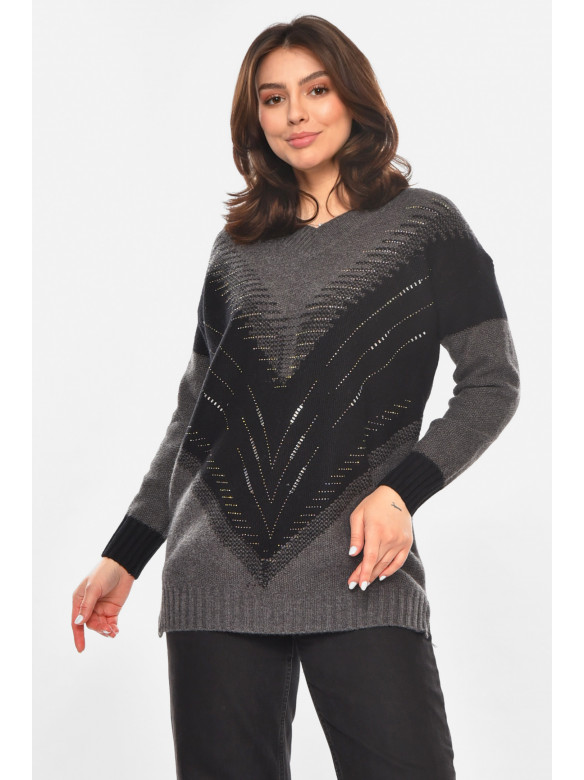 Свитер женский серого цвета с принтом 213731C