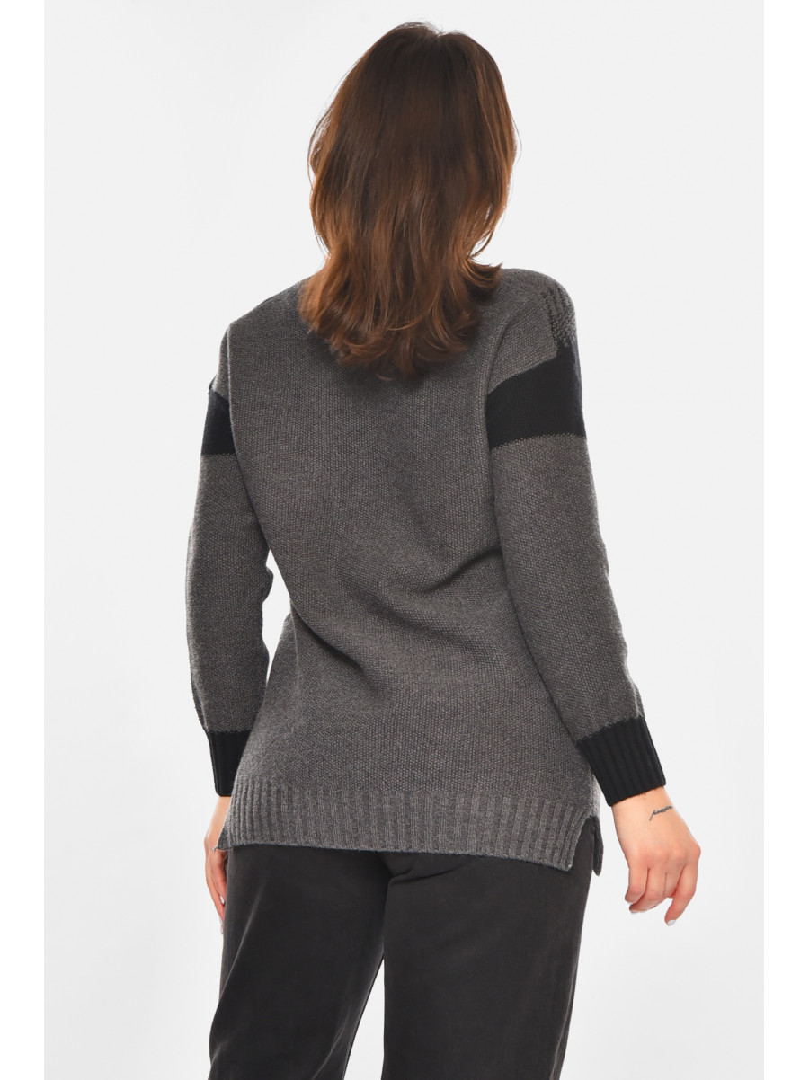 Свитер женский серого цвета с принтом 213731C