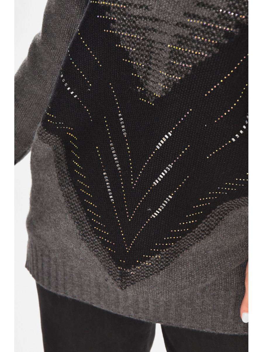 Свитер женский серого цвета с принтом 213731C