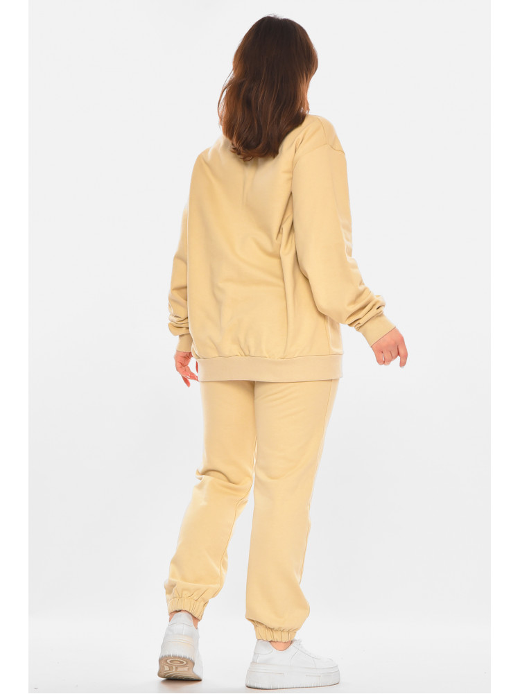 Костюм женский на флисе бежевого цвета с принтом 213737C