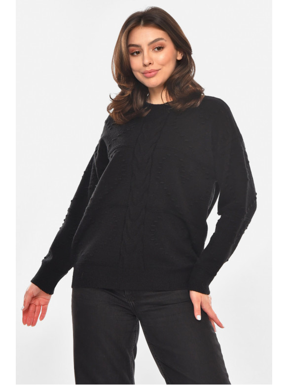 Свитер женский однотонный черного цвета 213750C