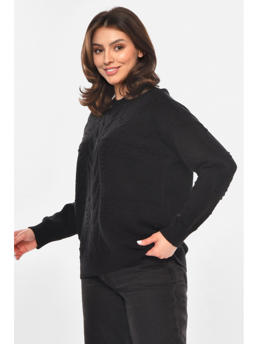 Свитер женский однотонный черного цвета 213750C