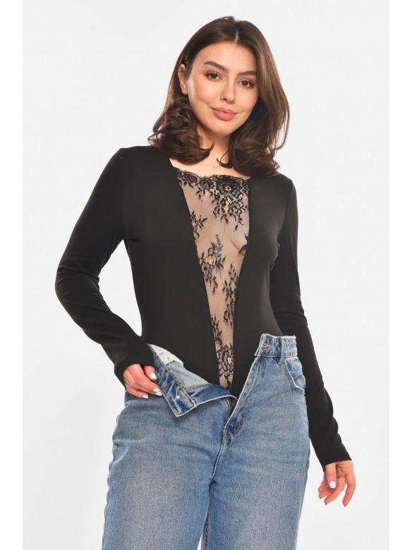 Боді жіноче однотонне чорного кольору 213759C