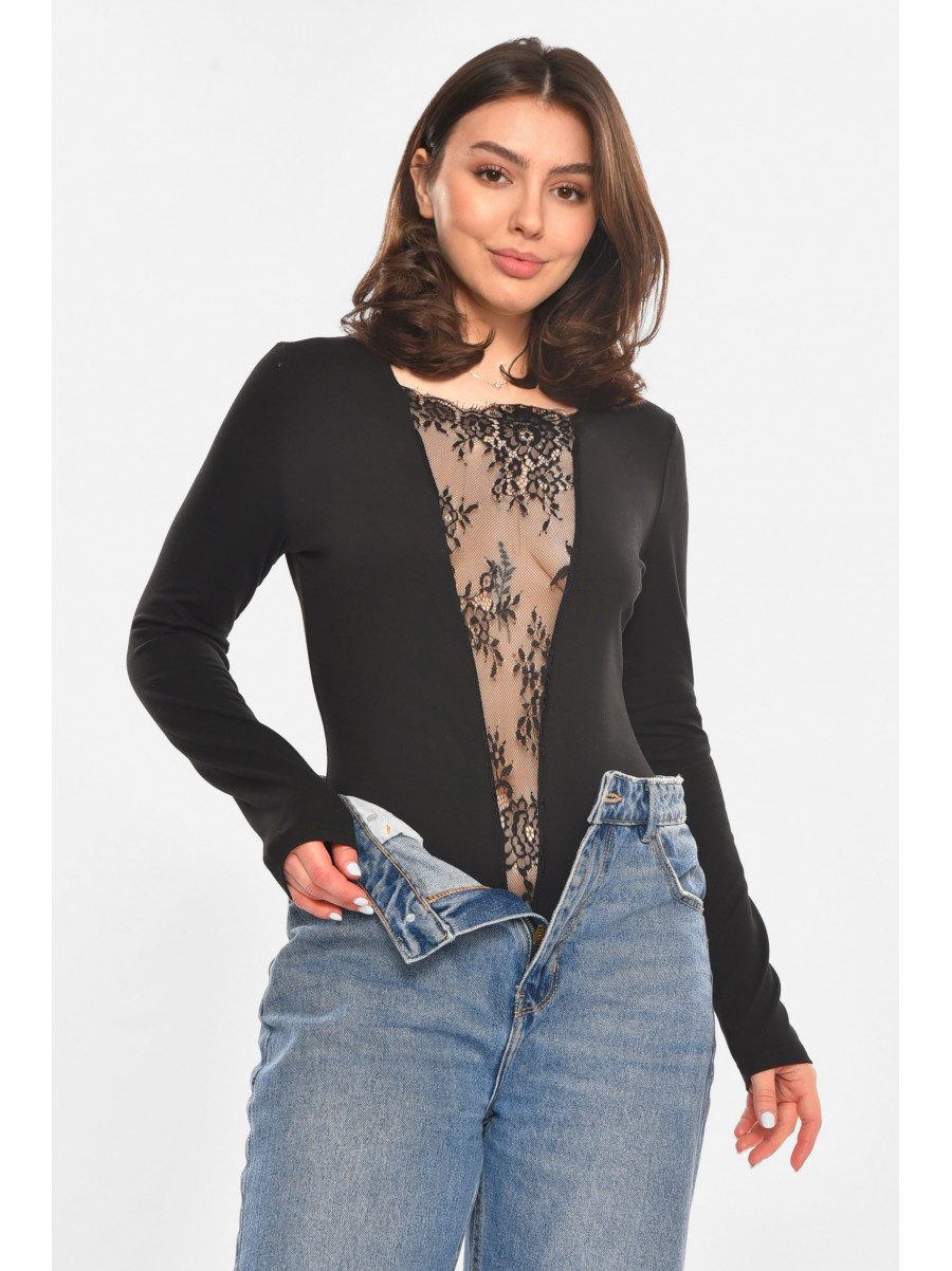 Боді жіноче однотонне чорного кольору 213759C