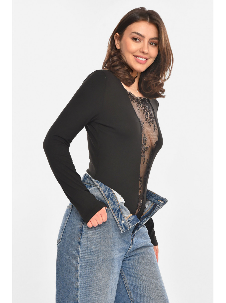 Боді жіноче однотонне чорного кольору 213759C