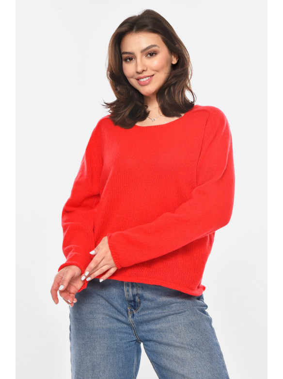Кофта женская однотонная красного цвета 213767C