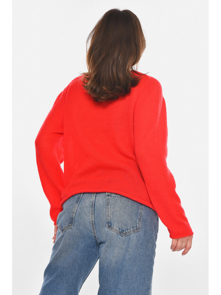 Кофта женская однотонная красного цвета 213767C