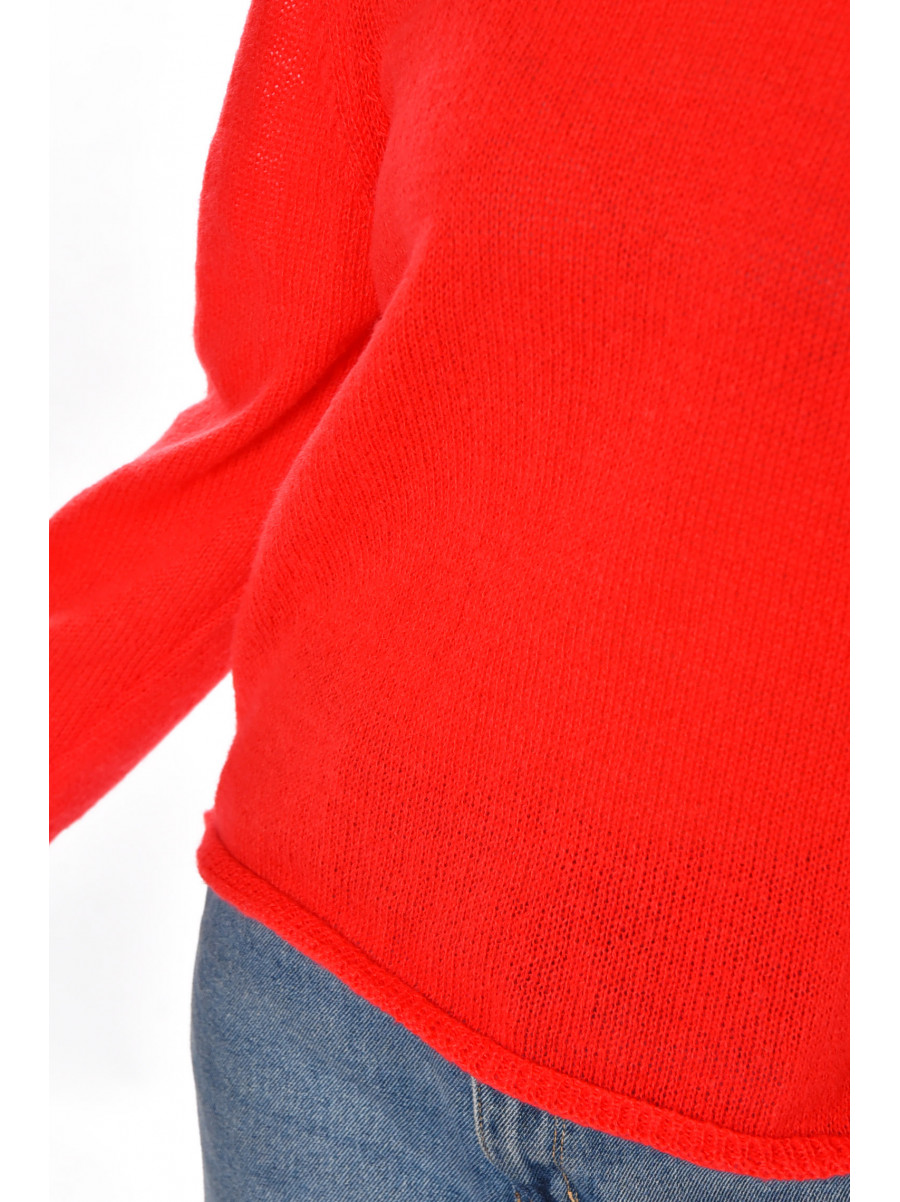 Кофта женская однотонная красного цвета 213767C