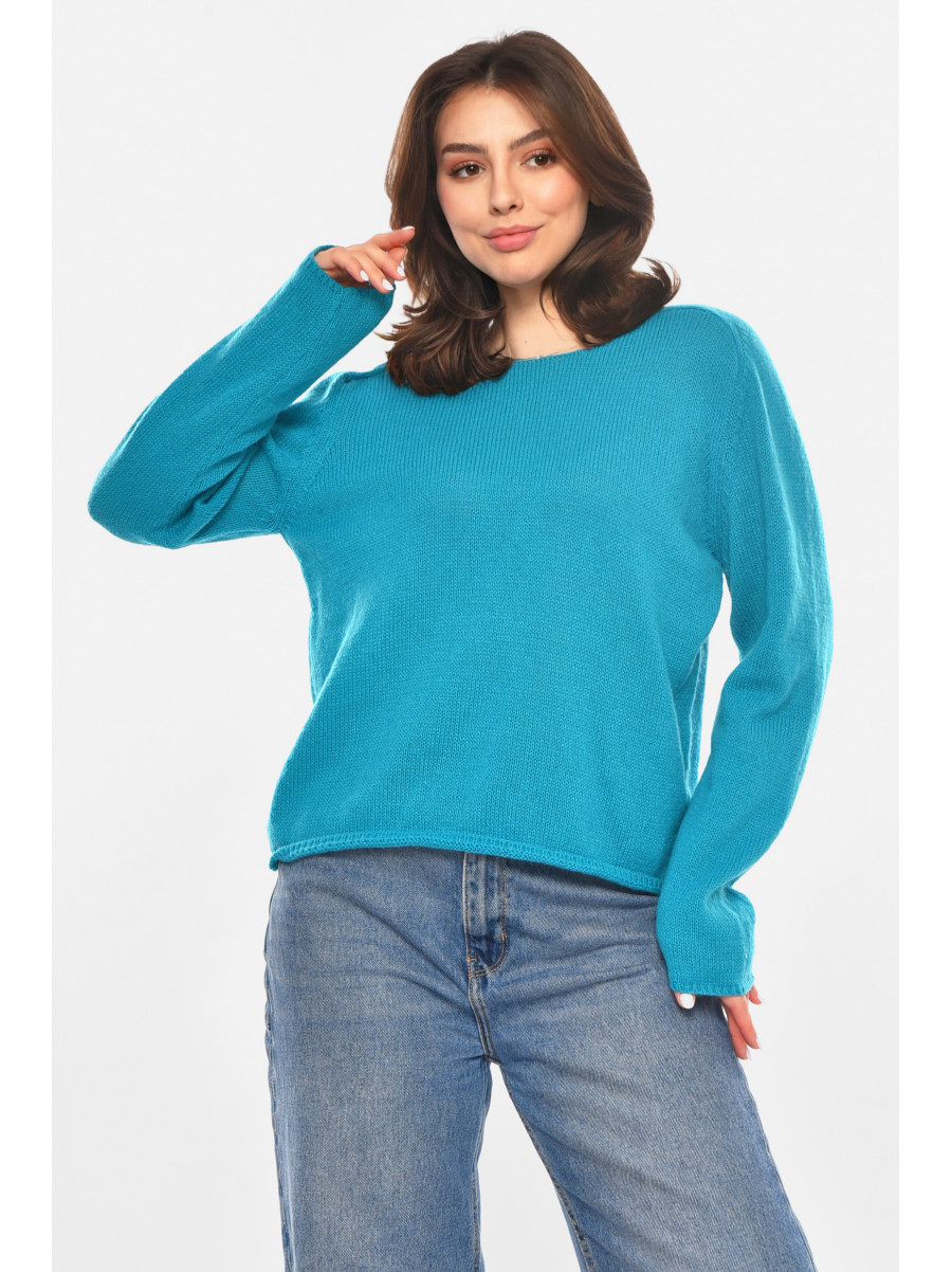 Кофта женская однотонная бирюзового цвета 213768C
