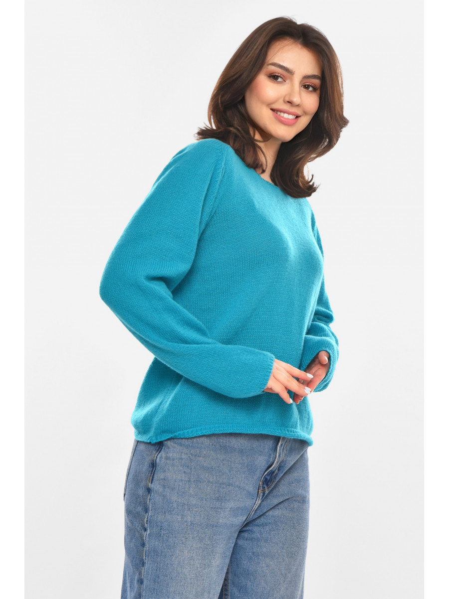 Кофта женская однотонная бирюзового цвета 213768C