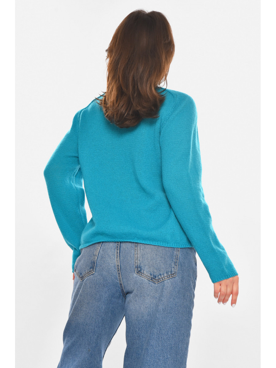 Кофта женская однотонная бирюзового цвета 213768C