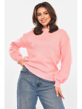 Свитер женский однотонный розового цвета 213769C