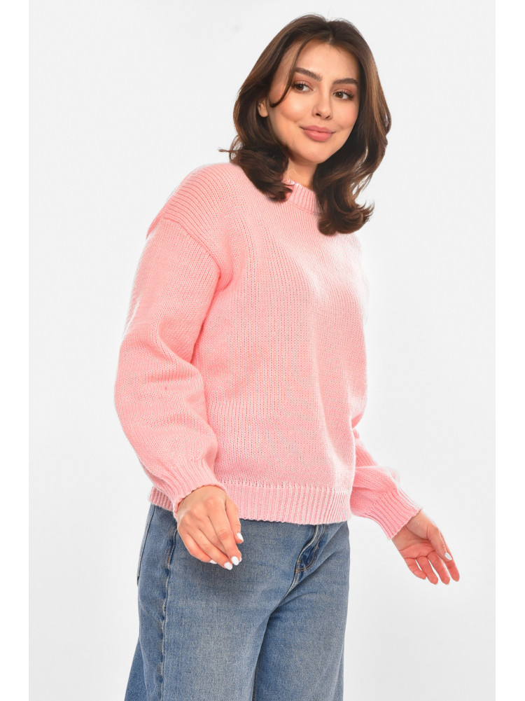 Свитер женский однотонный розового цвета 213769C