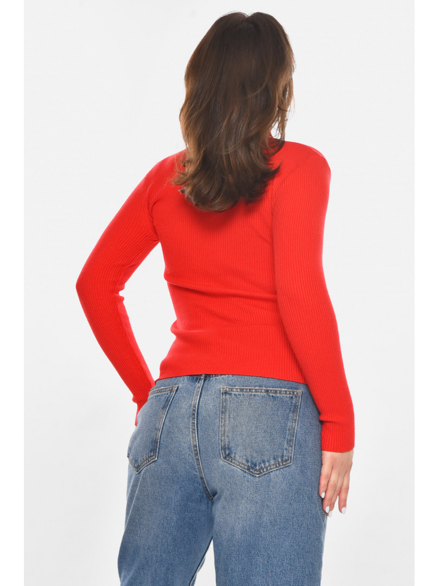Кофта женская однотонная красного цвета 213772C