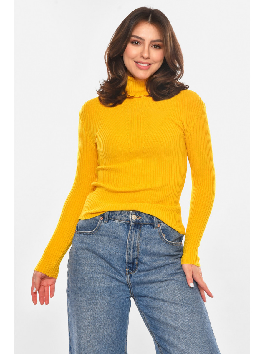 Гольф женский однотонный горчичного цвета 213775C