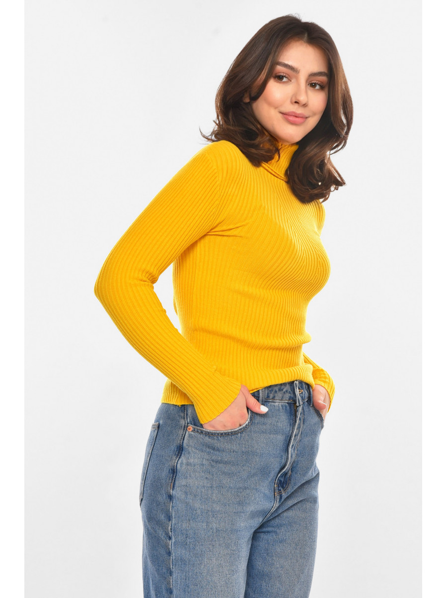 Гольф женский однотонный горчичного цвета 213775C