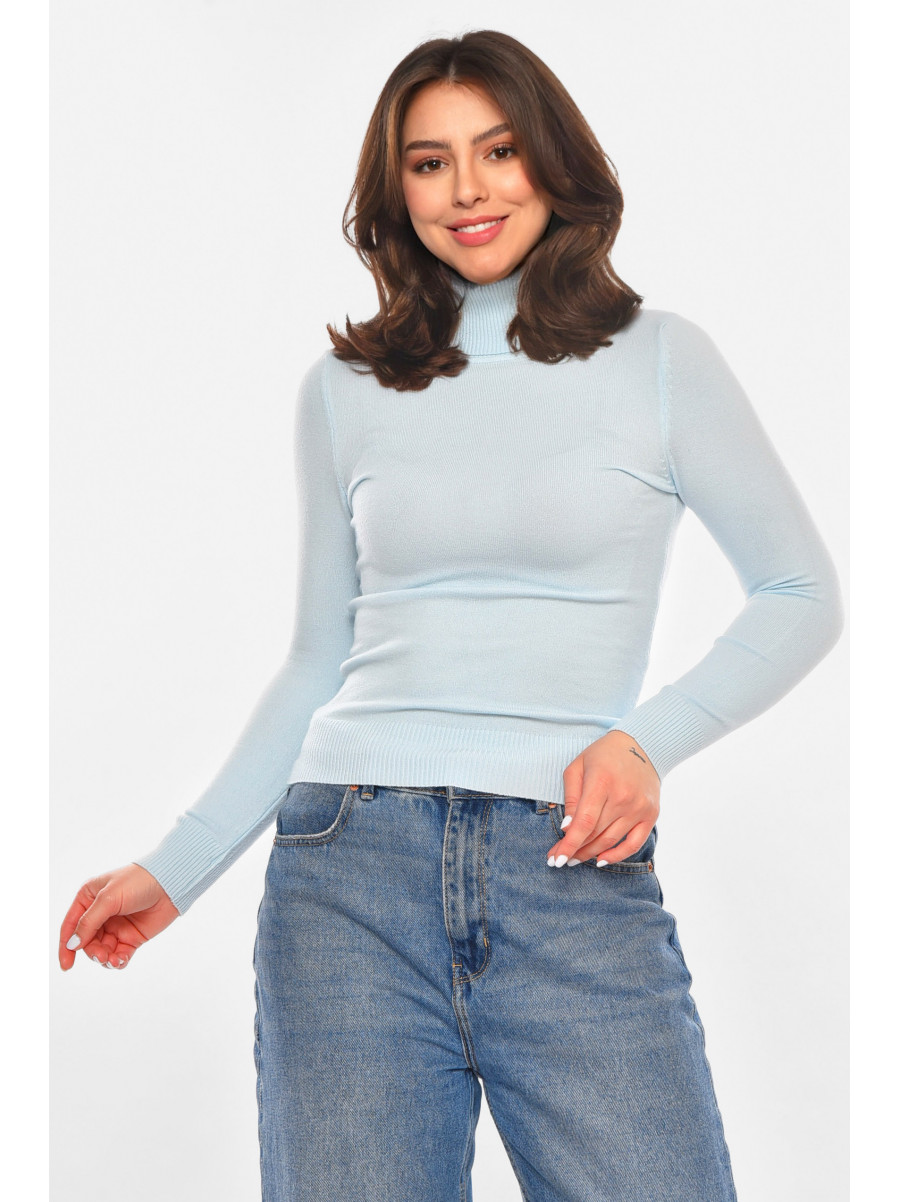 Кофта женская однотонная голубого цвета 213789C