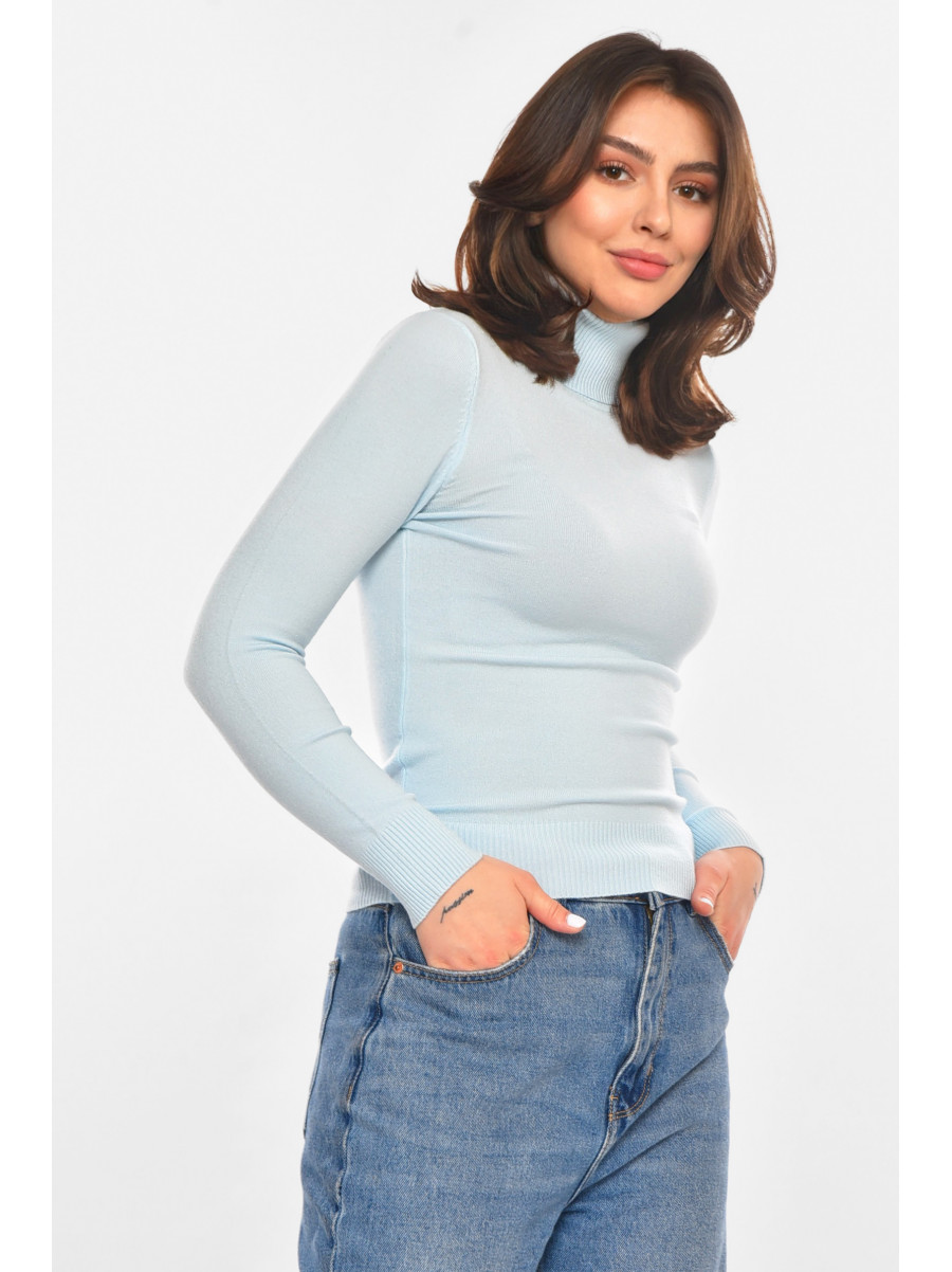 Кофта женская однотонная голубого цвета 213789C