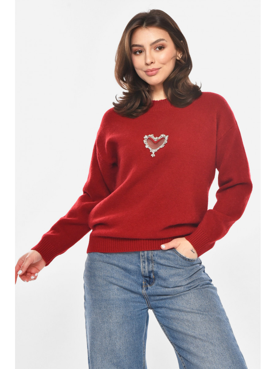 Кофта женская однотонная бордового цвета 213790C