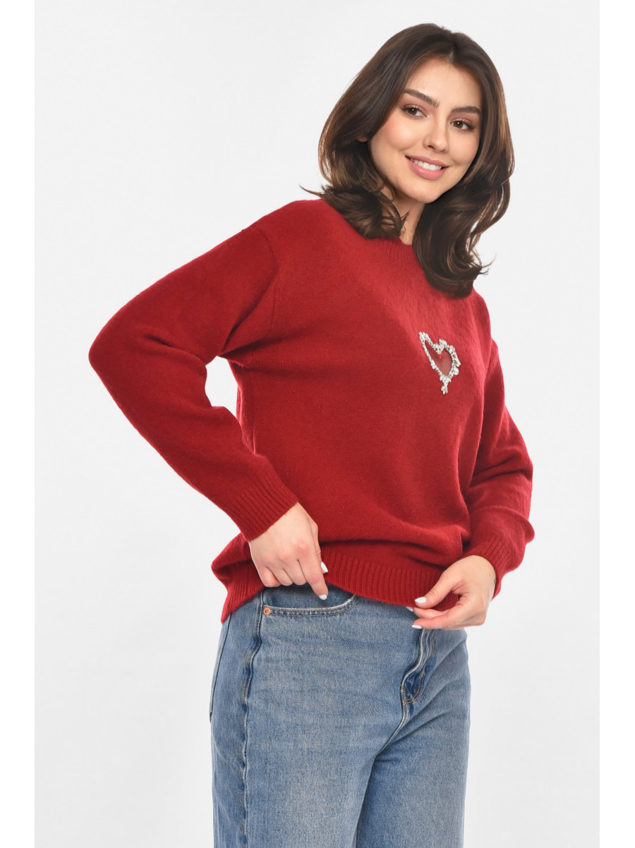 Кофта женская однотонная бордового цвета 213790C