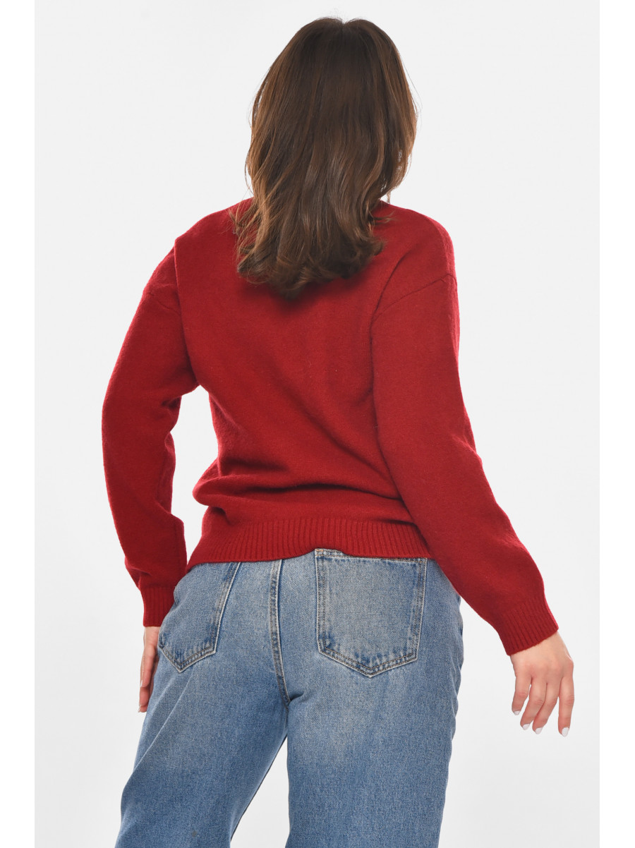 Кофта женская однотонная бордового цвета 213790C
