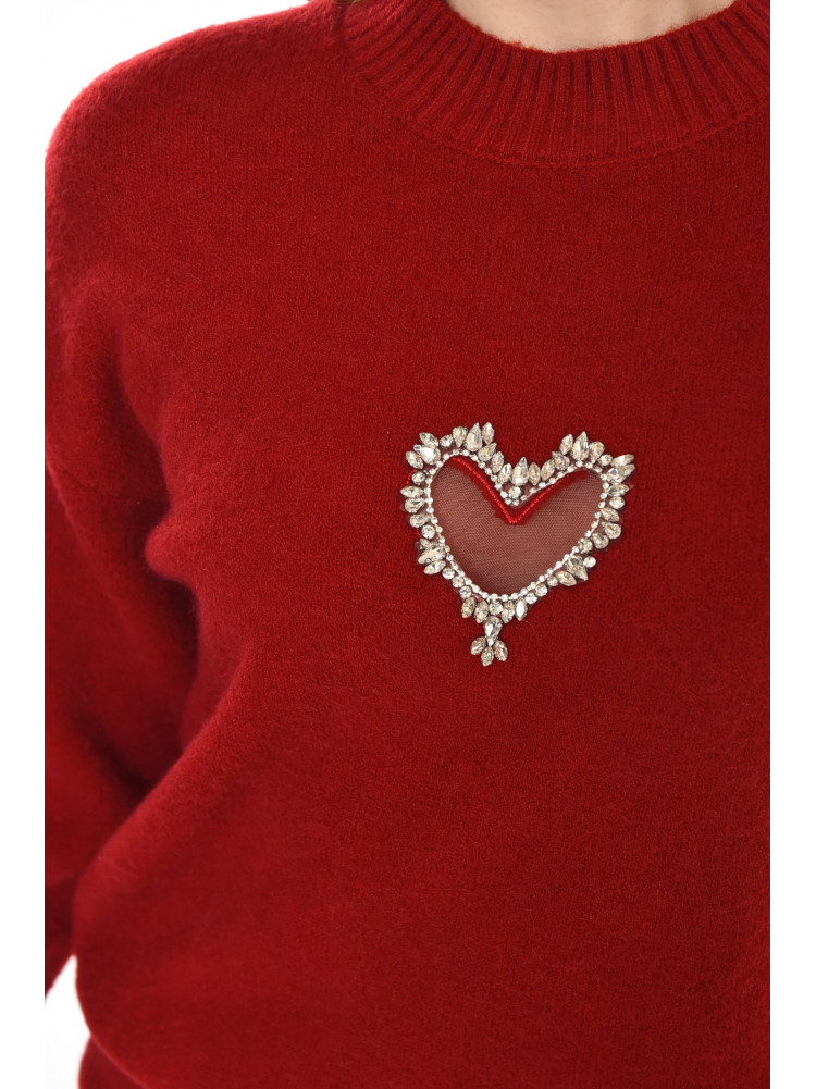 Кофта женская однотонная бордового цвета 213790C