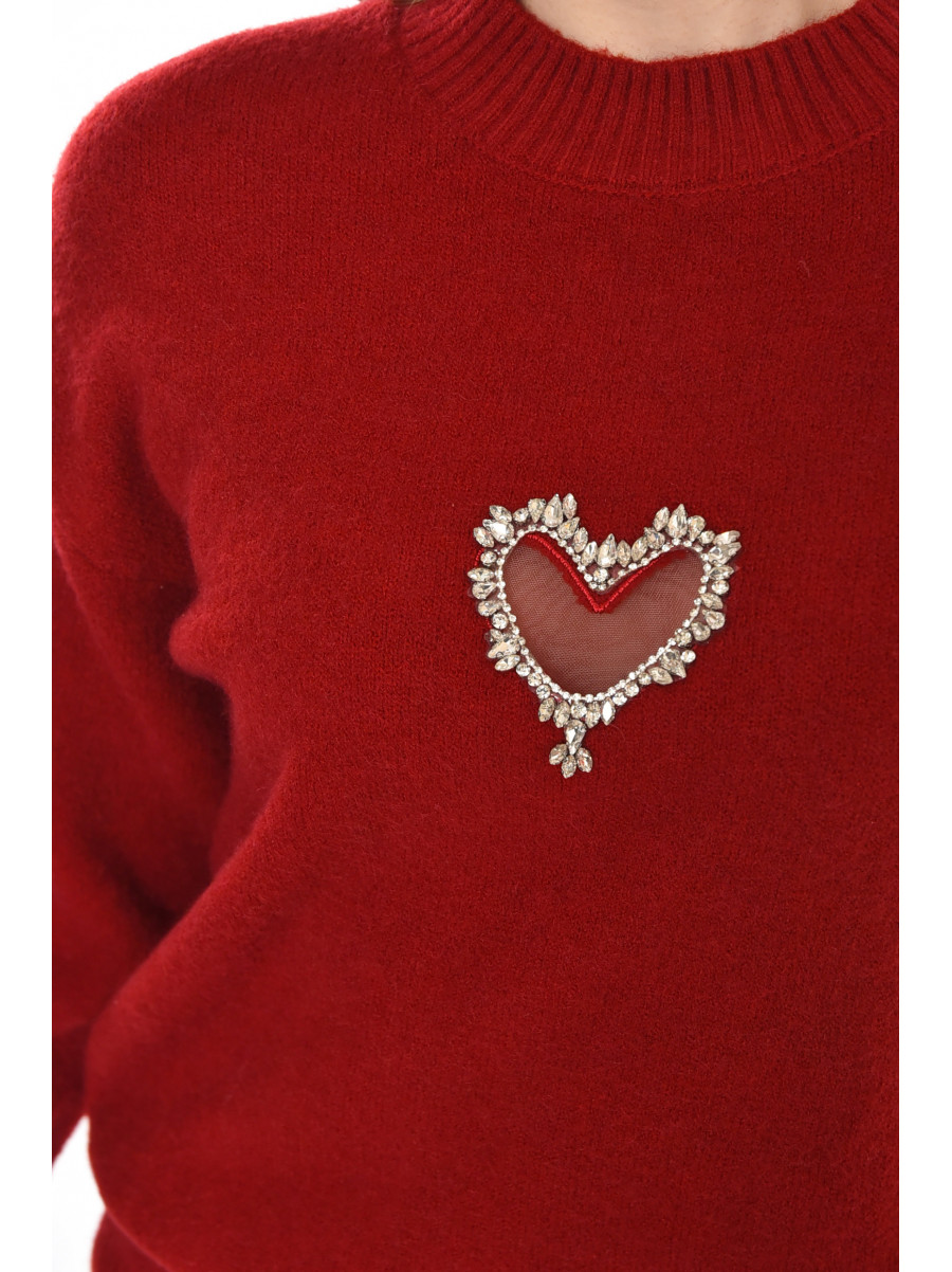 Кофта женская однотонная бордового цвета 213790C