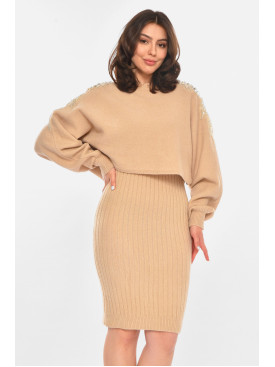 Костюм жіночий бежевого кольору 213791C