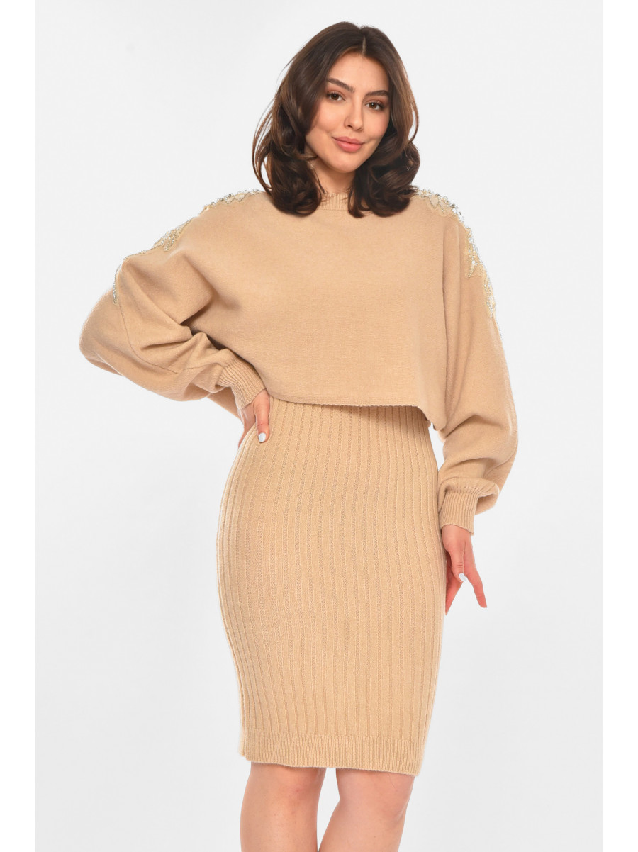 Костюм женский бежевого  цвета 213791C