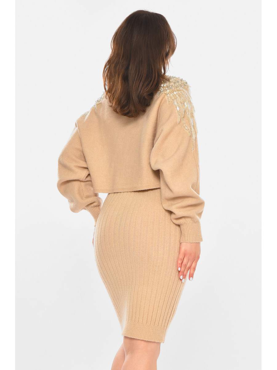 Костюм женский бежевого  цвета 213791C