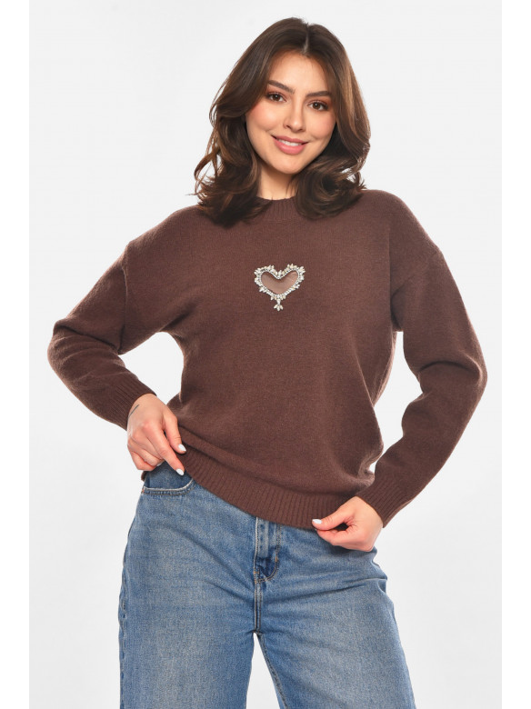 Кофта женская однотонная шоколадного цвета 213792C