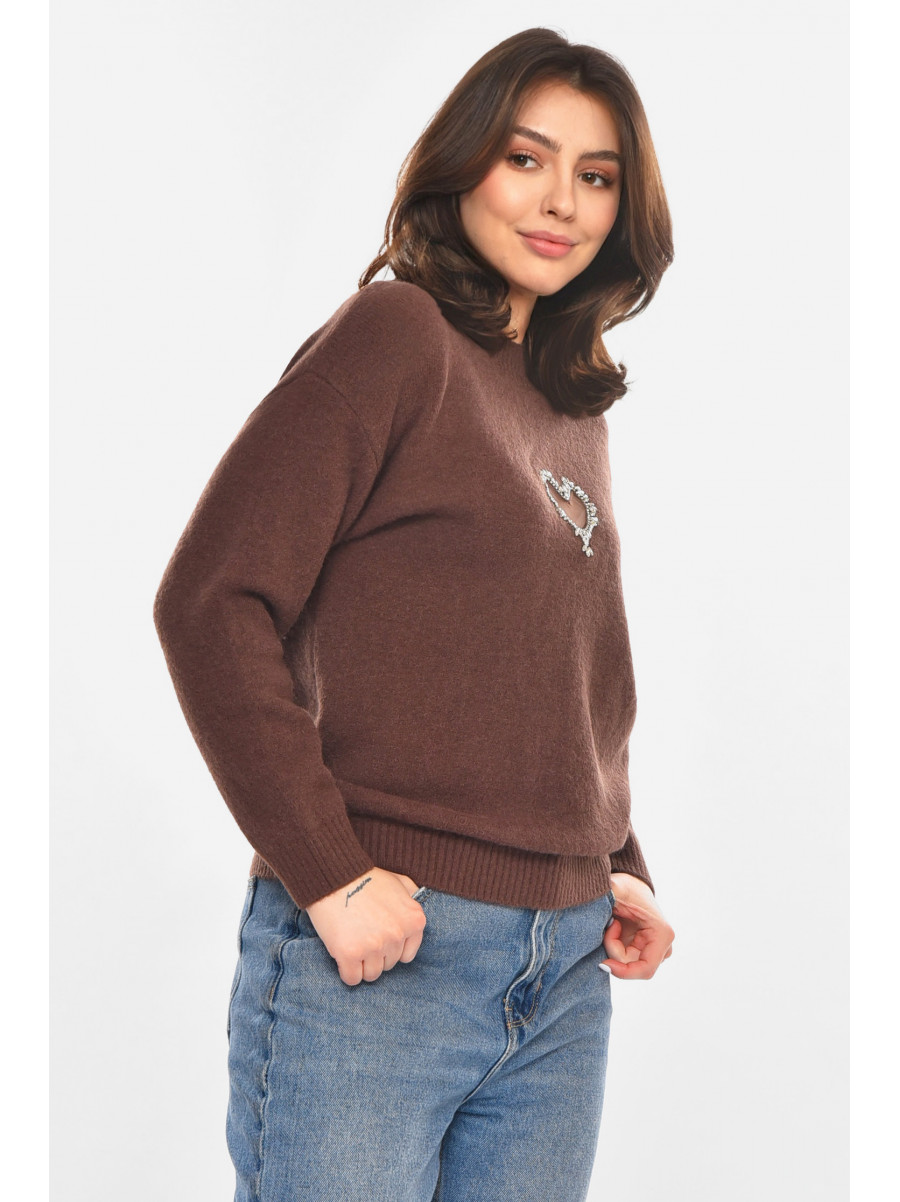 Кофта женская однотонная шоколадного цвета 213792C