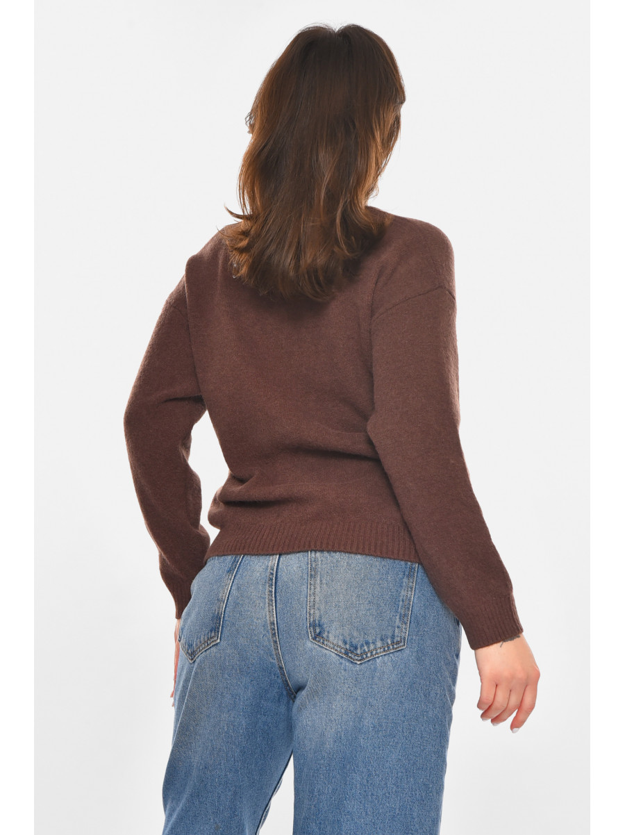 Кофта женская однотонная шоколадного цвета 213792C