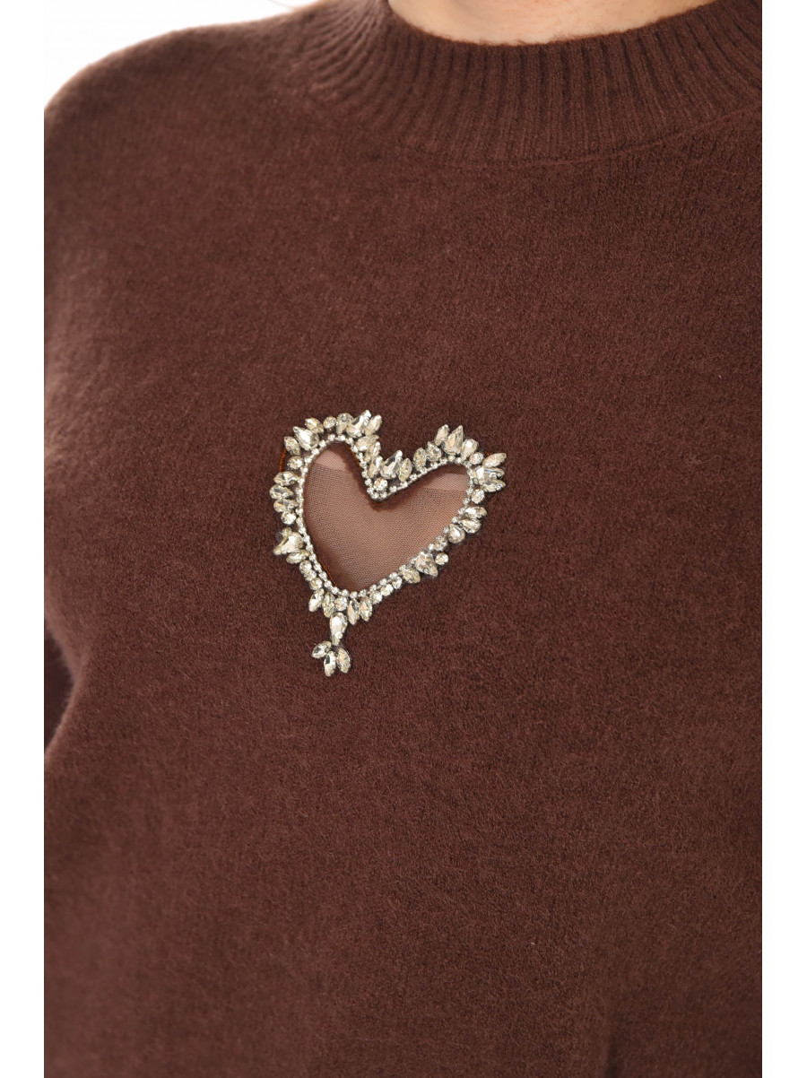 Кофта женская однотонная шоколадного цвета 213792C