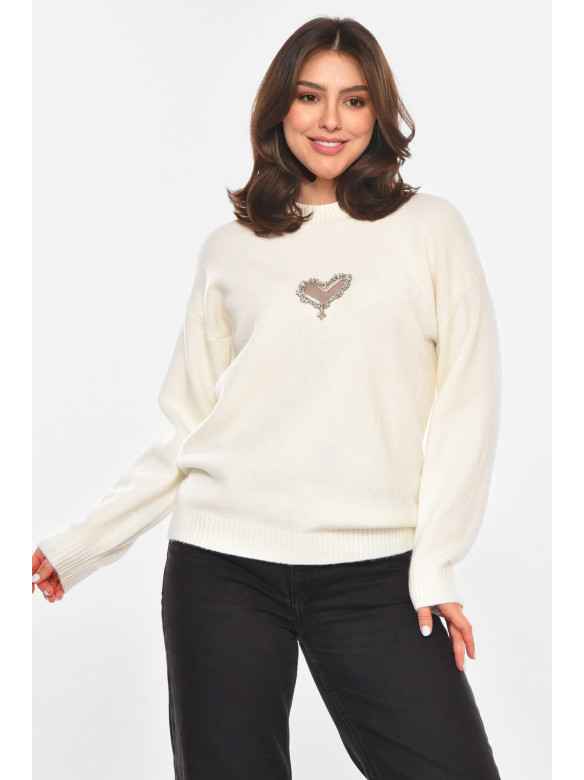 Кофта женская однотонная белого цвета 213793C