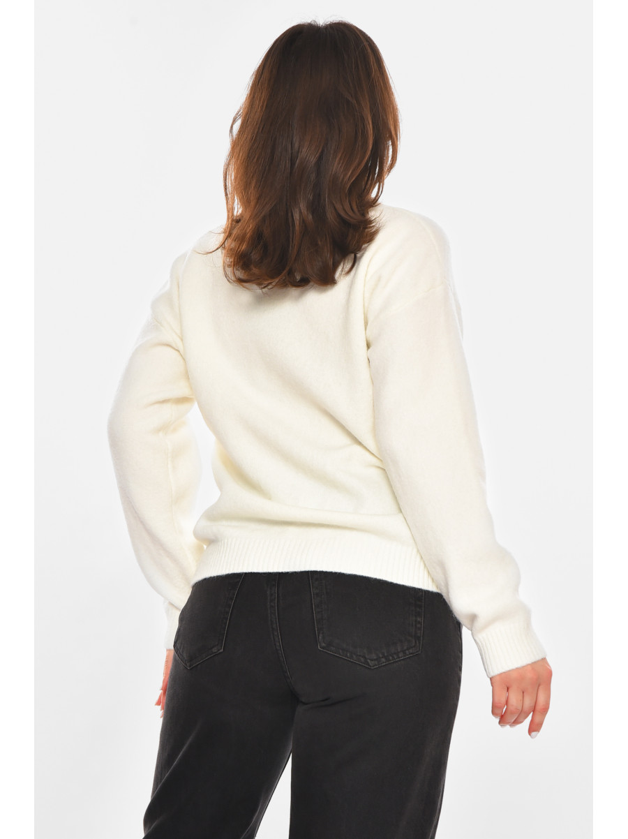 Кофта женская однотонная белого цвета 213793C