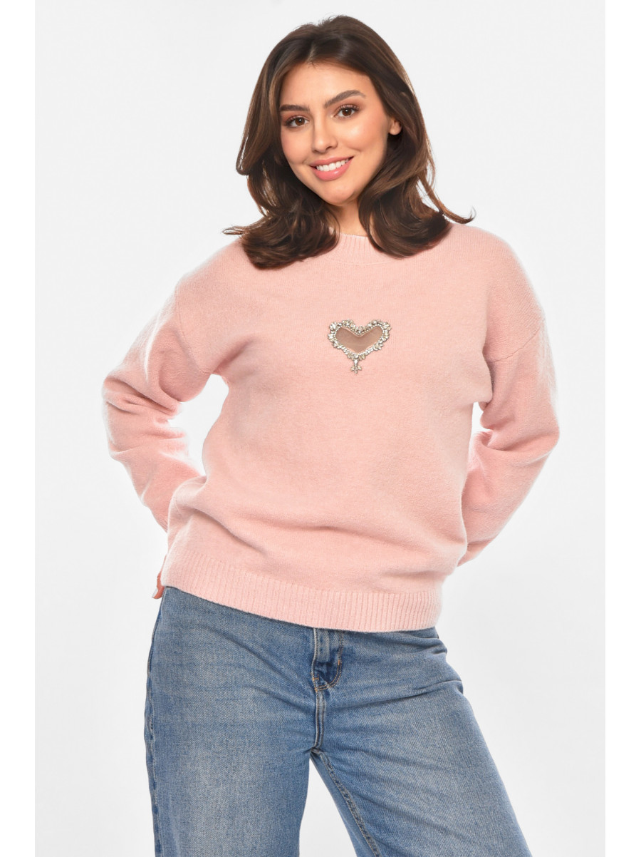 Кофта женская однотонная пудрового цвета 213794C