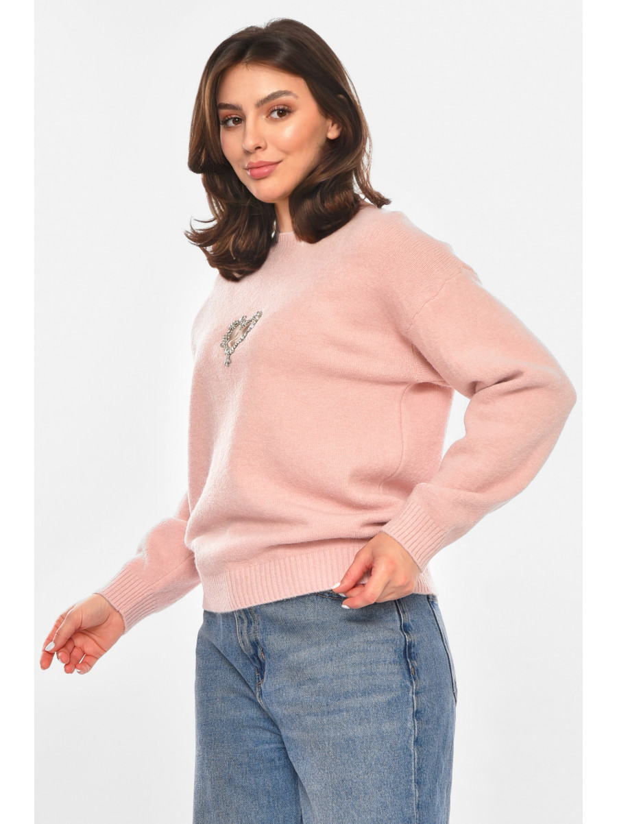 Кофта женская однотонная пудрового цвета 213794C