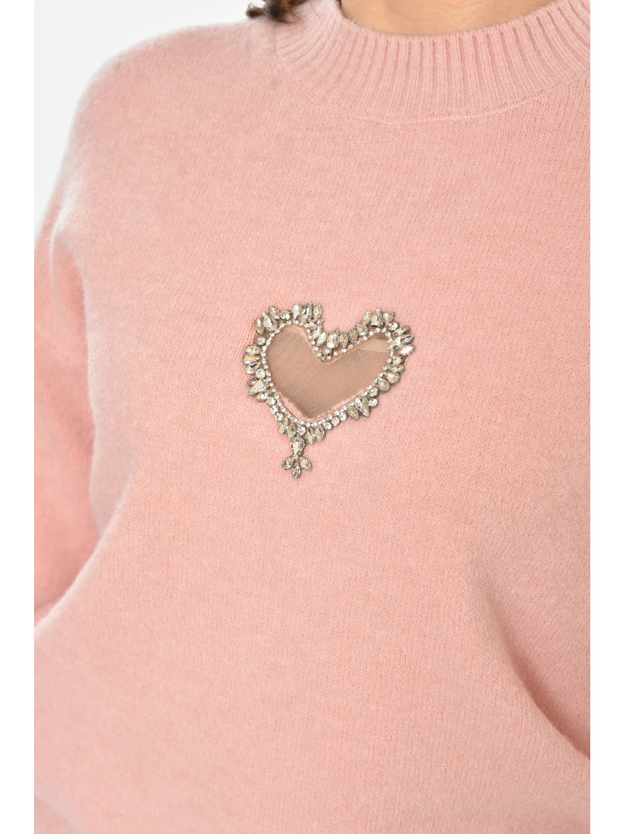 Кофта женская однотонная пудрового цвета 213794C