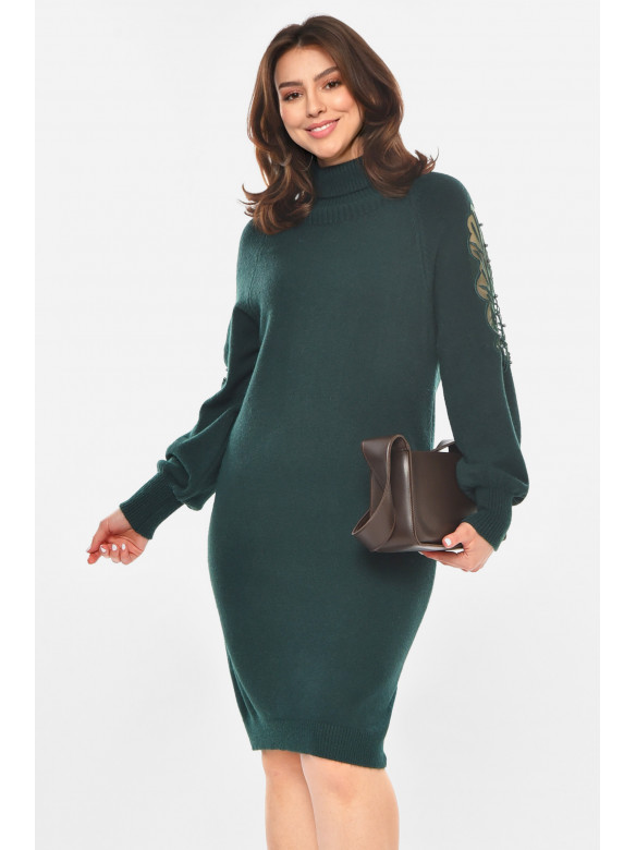 Платье женское однотонное зеленого цвета 213796C