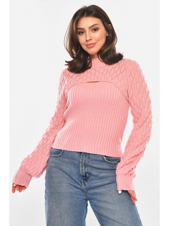 Кофта женская однотонная розового цвета 213797C
