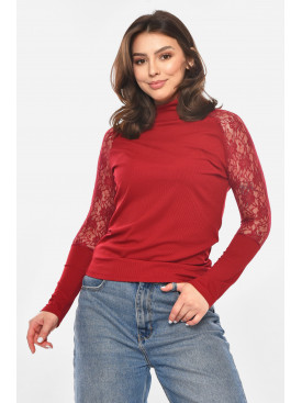 Кофта женская однотонная бордового цвета 213808C