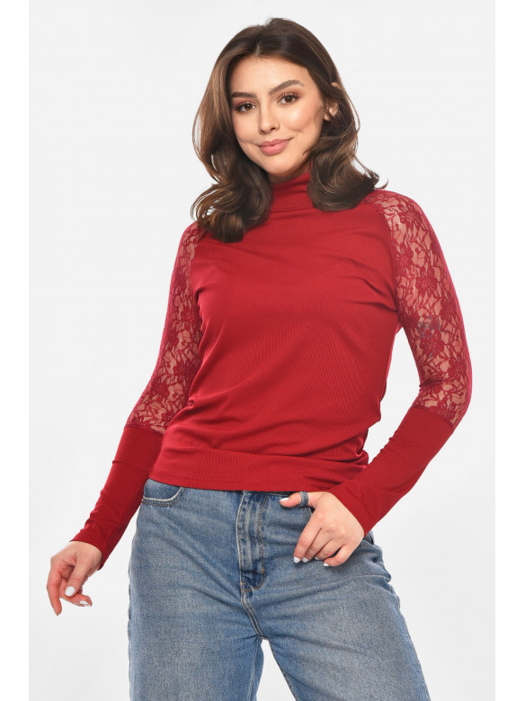 Кофта женская однотонная бордового цвета 213808C