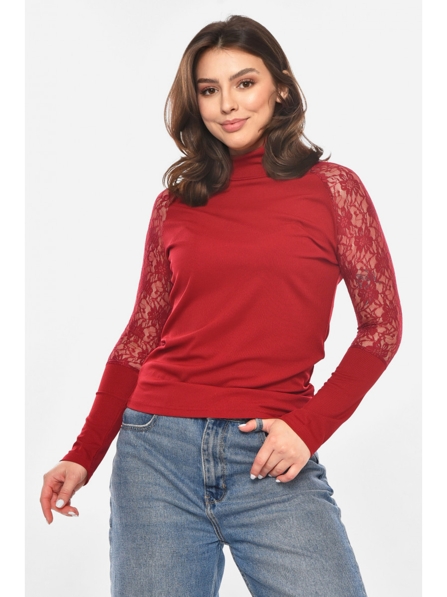 Кофта женская однотонная бордового цвета 213808C