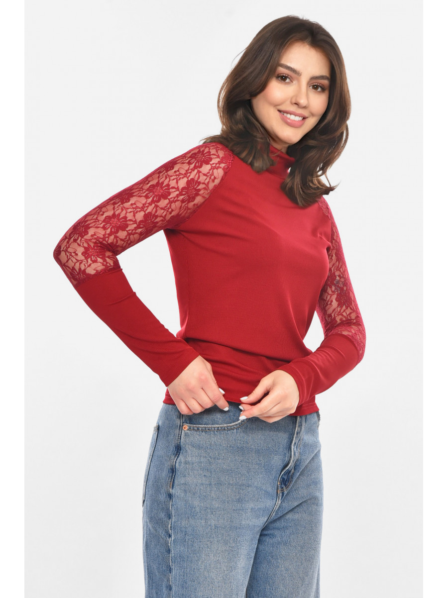Кофта женская однотонная бордового цвета 213808C