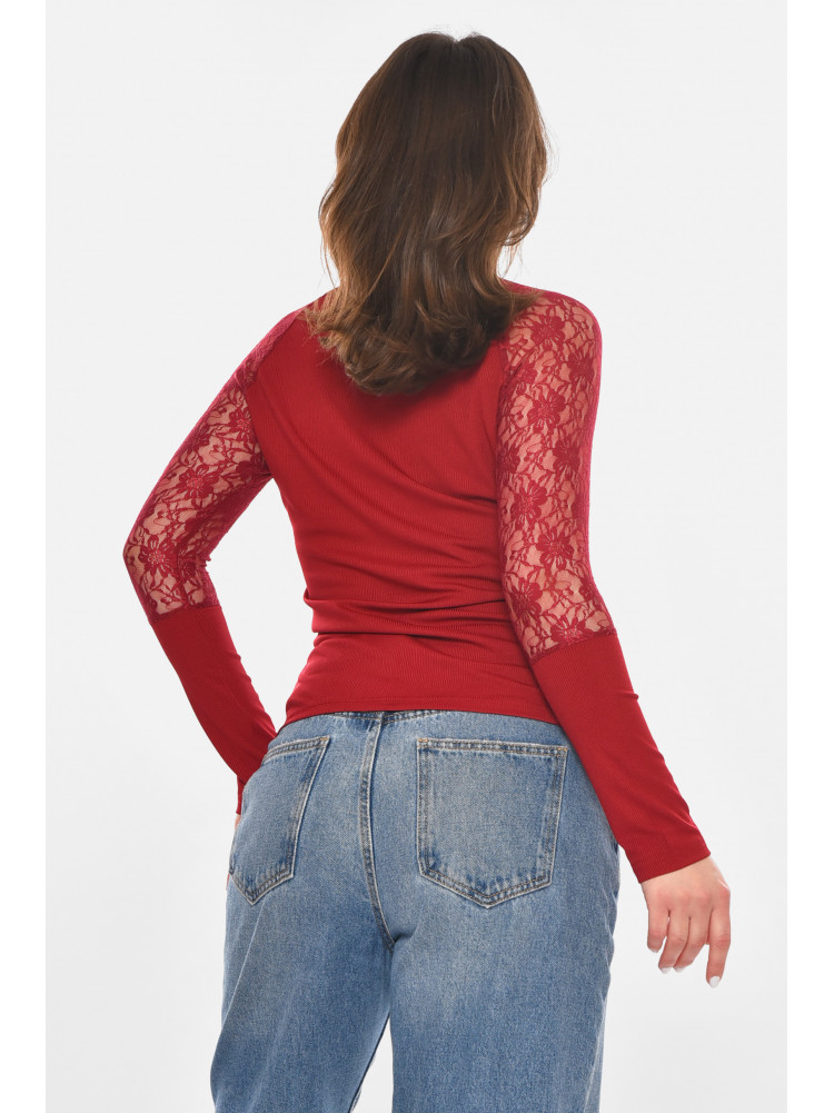 Кофта женская однотонная бордового цвета 213808C